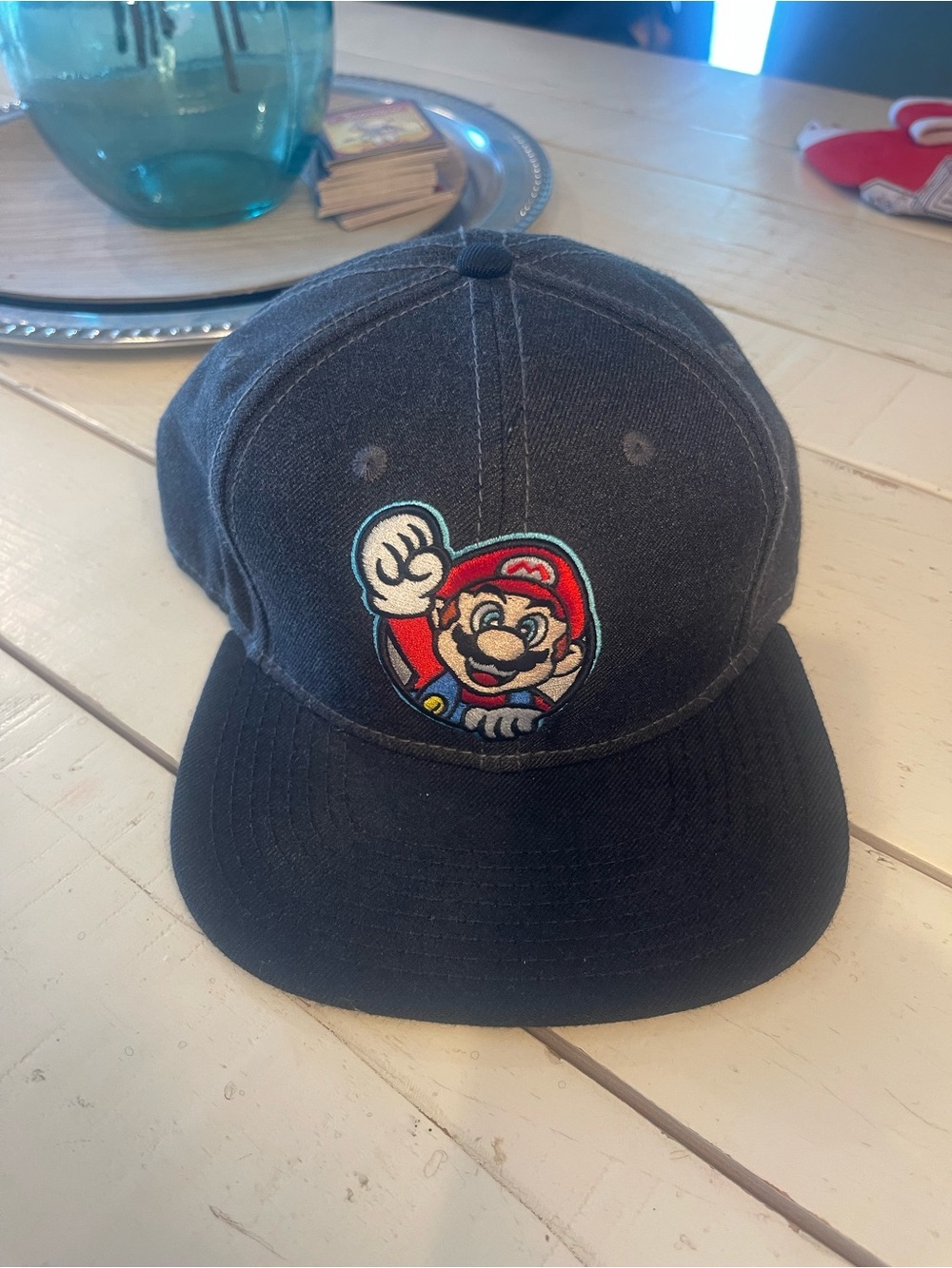 Nintendo Black Super Mario SnapBack Hat Adjustable Embroidered Cap